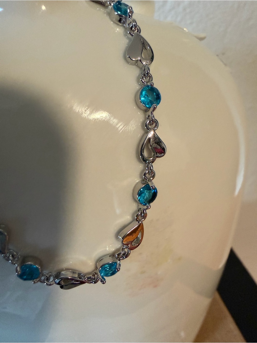 NEW 925 Sterling Silver Heart blue Bracelet - Picture 8 of 11